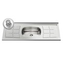 Ver imagem 4 de Balcão Gabinete Com Pia Inox 100cm 3 Portas 2 Gavetas Luziania Branco - Lumil Móveis