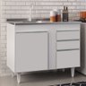Balcão Gabinete Com Pia Inox 100cm 3 Portas 2 Gavetas Luziania Branco - Lumil Móveis - 2