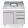 Balcão Gabinete Com Pia Inox 100cm 3 Portas 2 Gavetas Luziania Branco - Lumil Móveis - 1