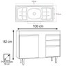Balcão Gabinete Com Pia Inox 100cm 3 Portas 2 Gavetas Luziania Branco - Lumil Móveis - 5