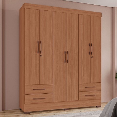 Guarda-Roupas Portofino 100% MDF 6 Portas 4 Gavetas