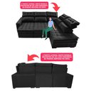 Ver imagem 4 de Sofá de Canto Direito 2.65x2.30m Retrátil e Reclinável com Molas Ensacadas Cama inBox Nobre Preto