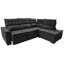 Ver imagem 7 de Sofá de Canto Direito 2.65x2.30m Retrátil e Reclinável com Molas Ensacadas Cama inBox Nobre Preto