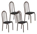 Ver imagem 1 de Kit 4 Cadeiras Ubatuba Corino Preto Tubo Marrom Cafe