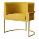 Ver imagem 2 de Kit 2 Poltronas Decorativas Base Metal para Sala Jantar Estar Recepção Clínica Consultório Mostarda