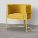 Ver imagem 4 de Kit 2 Poltronas Decorativas Base Metal para Sala Jantar Estar Recepção Clínica Consultório Mostarda