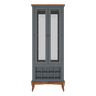 Adega e Cristaleira Colonial com 2 Portas de Vidro e Pés Luiz Xv - Cinza Tampo e Base Imbuia Glazer - 3