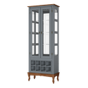 Ver imagem 2 de Adega e Cristaleira Colonial com 2 Portas de Vidro e Pés Luiz Xv - Cinza Tampo e Base Imbuia Glazer