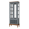 Adega e Cristaleira Colonial com 2 Portas de Vidro e Pés Luiz Xv - Cinza Tampo e Base Imbuia Glazer - 2