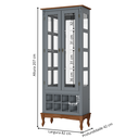 Ver imagem 4 de Adega e Cristaleira Colonial com 2 Portas de Vidro e Pés Luiz Xv - Cinza Tampo e Base Imbuia Glazer