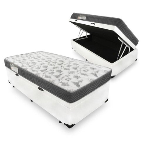 Cama Box com Baú Branco - Solteiro + Colchão de Espuma D33 - Ortobom - Iso 100 - 60x88x188