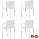 Ver imagem 1 de Kit 4 Cadeiras com Braços Empilhavel Inmetro Sardenha Vega Fratini Polipropileno Branco