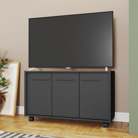 Rack para TV até 40 Polegadas  90cm com 3 Portas e Rodízio BRV Móveis