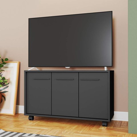 Rack 3 portas 1 prateleira 4 rodízios tv até 40" BR 113 Linha Line - BRV Móveis
