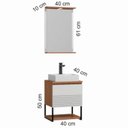 Ver imagem 2 de Gabinete Suspenso 40cm com Cuba e Espelho com LED Marrom/Cinamomo/Branco