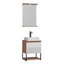 Ver imagem 3 de Gabinete Suspenso 40cm com Cuba e Espelho com LED Marrom/Cinamomo/Branco