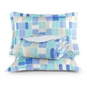 Ver imagem 1 de Kit Cobre Leito Karina Casal Micropercal 300 Fios Colcha Estampado 3 Peças Mosaico Azul
