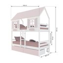 Ver imagem 4 de Beliche Casinha Bela com 2 Gavetas Rosa - Madeira Maciça Branco/Rosa | Megamobilia