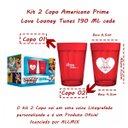 Ver imagem 5 de Kit 02 Copo Americano Allmix Vidro Prime Love Looney Tunes 190 Ml Cada Licenciado Vermelho