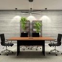 Ver imagem 5 de Mesa de Reunião Corporativa 200cm X 90cm C/ Caixa de Tomada Cor:nogal com Preto