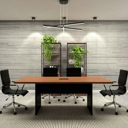 Mesa de Reunião Corporativa 200cm X 90cm C/ Caixa de Tomada Cor:nogal com Preto - 5