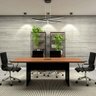 Mesa de Reunião Corporativa 200cm X 90cm C/ Caixa de Tomada Cor:nogal com Preto - 5