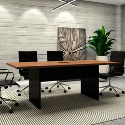 Mesa de Reunião Corporativa 200cm X 90cm C/ Caixa de Tomada Cor:nogal com Preto - 1