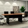 Mesa de Reunião Corporativa 200cm X 90cm C/ Caixa de Tomada Cor:nogal com Preto - 1