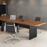 Mesa de Reunião Corporativa 200cm X 90cm C/ Caixa de Tomada Cor:nogal com Preto - 2