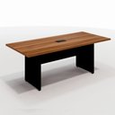 Ver imagem 4 de Mesa de Reunião Corporativa 200cm X 90cm C/ Caixa de Tomada Cor:nogal com Preto