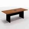 Mesa de Reunião Corporativa 200cm X 90cm C/ Caixa de Tomada Cor:nogal com Preto - 4