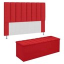Ver imagem 1 de Kit Cabeceira + Calçadeira Baú Queen 160cm Suede Vermelho