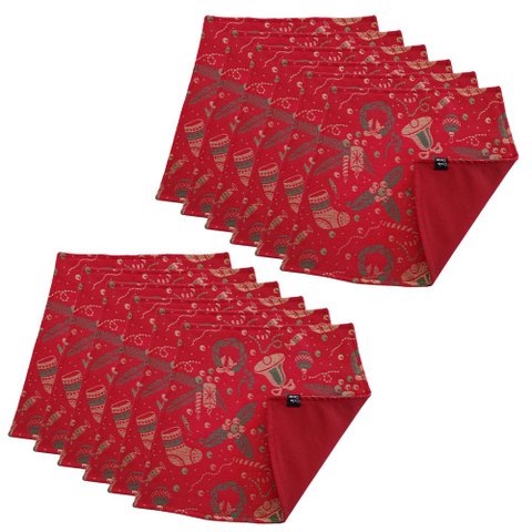 Jogo Americano Luxo Enfeites Natalino Dupla face 12un