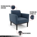 Ver imagem 3 de Poltrona Decorativa Isabella Pés Fixo em Madeira Preto Suede Azul Marinho G19 - Gran Belo