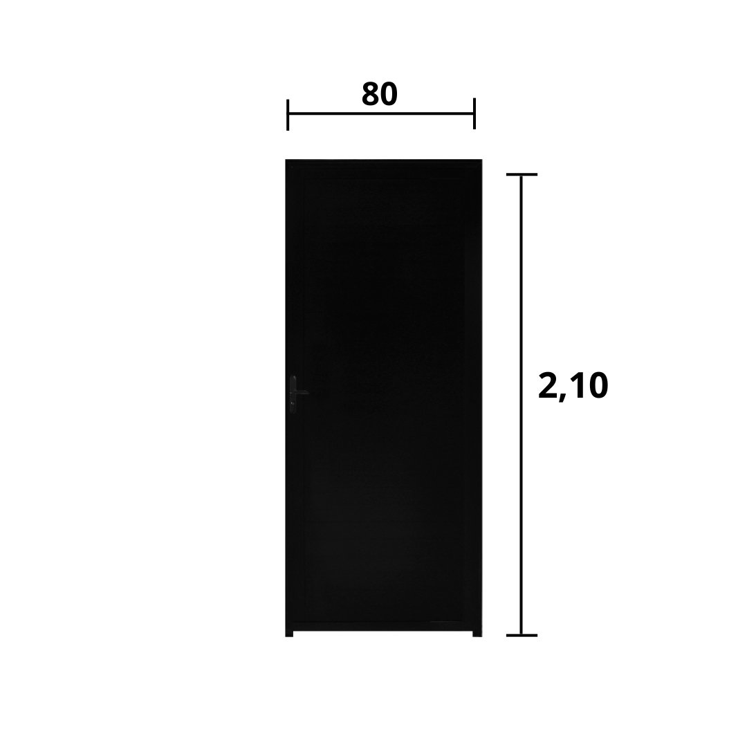 Porta Lambril C/Fechadura Alumínio Preto 2.10 x 0.80 Lado Direito - Hale - 3