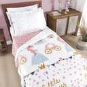 Ver imagem 2 de Kit Cobre Leito Colcha Solteiro Infantil Fantasy Dupla Face Microfibra 2 Peças - Princesinha Branco