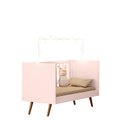 Ver imagem 3 de Quarto de Bebê Guarda Roupa e Berço Mini Cama com Colchão Q Encanto Retrô Rosa