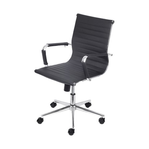 Cadeira de Escritório Giratória Eames Preta - Baixa | Cromado