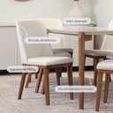 Ver imagem 2 de Conjunto de Jantar Mesa Retangular com Vidro Donatella 6 Cadeiras Kalina - Natural C/ Off White