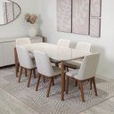 Ver imagem 1 de Conjunto de Jantar Mesa Retangular com Vidro Donatella 6 Cadeiras Kalina - Natural C/ Off White