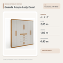 Ver imagem 4 de Guarda Roupa Casal Ludy 8 Portas 3 Gavetas Cinamomo Off White Formimóveis