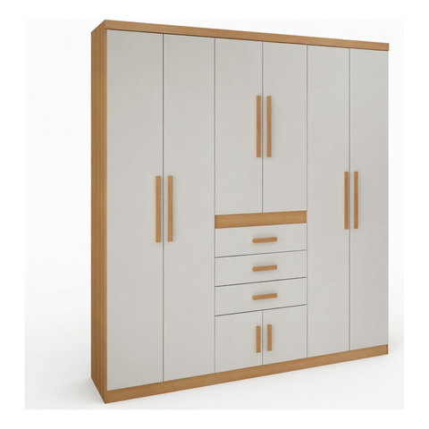 Guarda Roupa Casal Ludy 8 Portas 3 Gavetas Cinamomo Off White Formimóveis