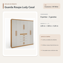 Ver imagem 5 de Guarda Roupa Casal Ludy 8 Portas 3 Gavetas Cinamomo Off White Formimóveis