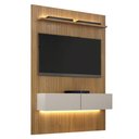 Ver imagem 1 de Painel Curitiba Com Nicho 134cm para TV até 50 Polegadas Valdemoveis Cinamomo Off White