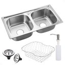 Ver imagem 4 de Kit Cuba Dupla Gourmet em Aço Inox + Torneira Gourmet Monocomando Vip