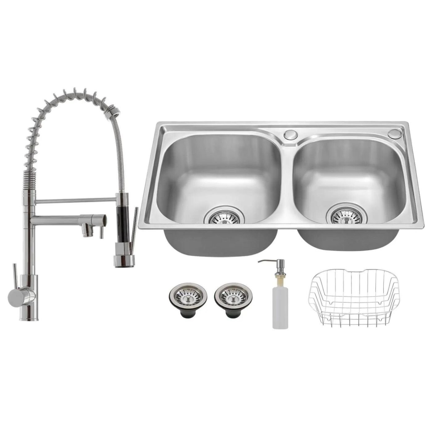 Kit Cuba Dupla Gourmet em Aço Inox + Torneira Gourmet Monocomando Vip