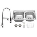 Ver imagem 1 de Kit Cuba Dupla Gourmet em Aço Inox + Torneira Gourmet Monocomando Vip