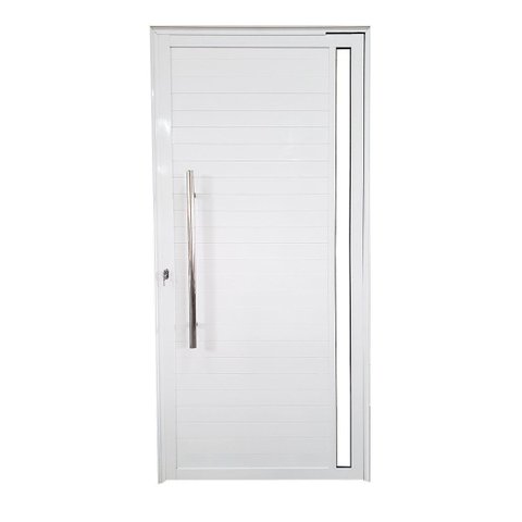Porta Pivotante de Alumínio Branco com Puxador e Vidro Linha Veneza:Esquerda/ 210 x 120