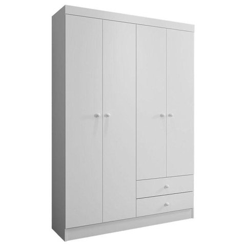 Guarda Roupa Louise com 02 Sapateiras Laís Branco Brilho - Ajl