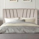 Ver imagem 1 de Cabeceira Estofada Bélgica 195cm King Size para Cama Box Quarto Corino Bege - Gat Magazine